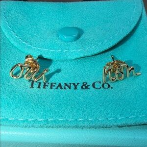 Tiffany & Co. 18K Rose Gold Graffiti Non and Oui Earrings